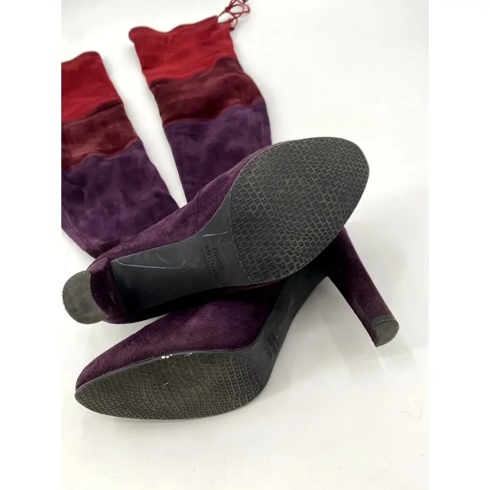 STUART WEITZMAN Troika Colorblock Suede Over-the-knee Boots